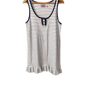 Juicy Couture Blue Striped 100% Cotton Tank Top Ruffled Tennis Mini Dress Sz XL